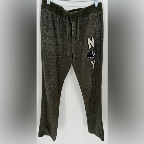 Abercrombie and Fitch Men's Vintage Y2K NY Drawstring Button Sweat Pants - Picture 1 of 16